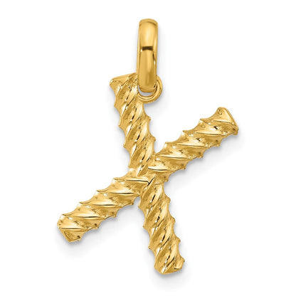 14K Gelbgold Fantasie Gedreht Buchstabe X