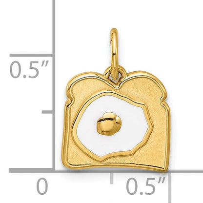 14K Gelbgold Emaillierter Fancy-Ei-auf-Toast-Charm