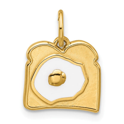 14K Gelbgold Emaillierter Fancy-Ei-auf-Toast-Charm