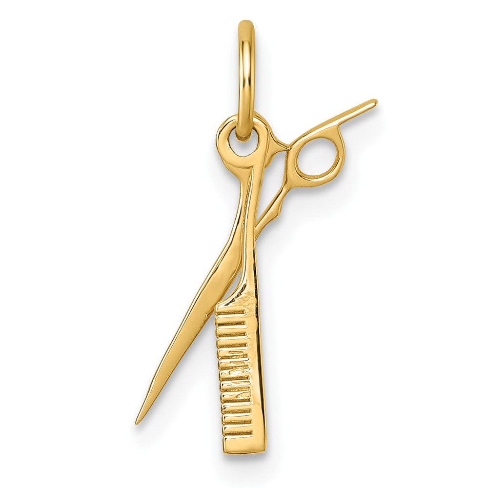 14K Gelbgold Fantasie Comb und Scissors Anhänger
