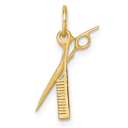 14K Gelbgold Fantasie Comb und Scissors Anhänger