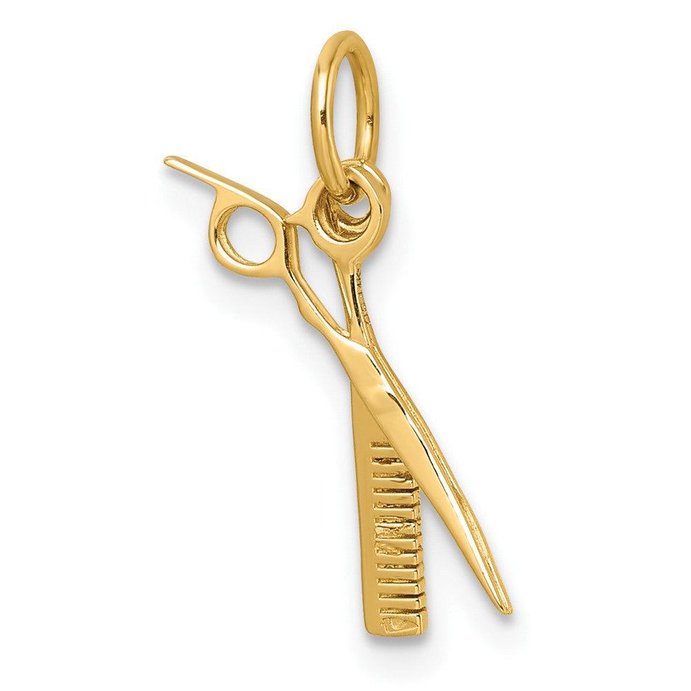 14K Gelbgold Fantasie Comb und Scissors Anhänger