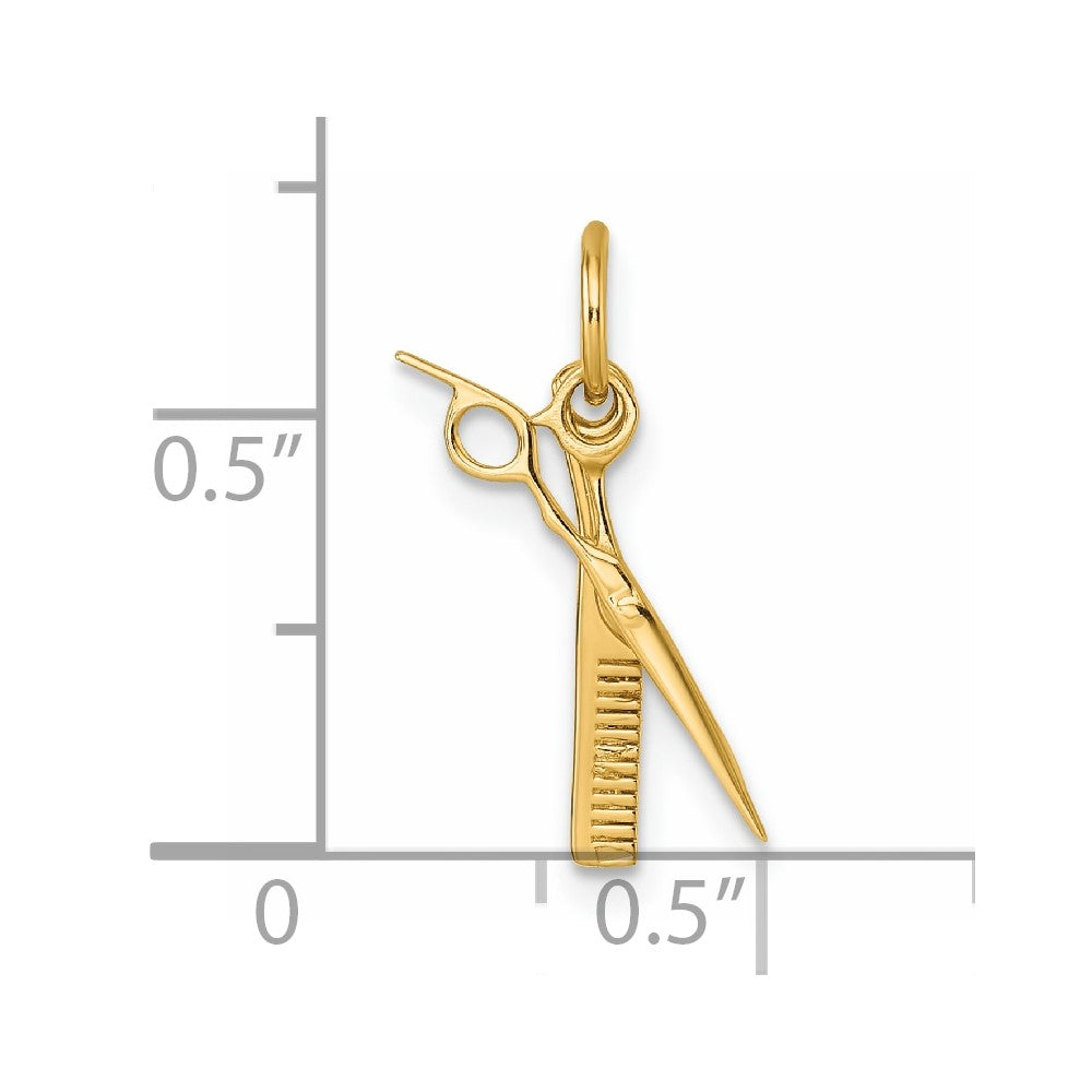 14K Gelbgold Fantasie Comb und Scissors Anhänger