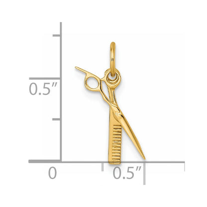 14K Gelbgold Fantasie Comb und Scissors Anhänger