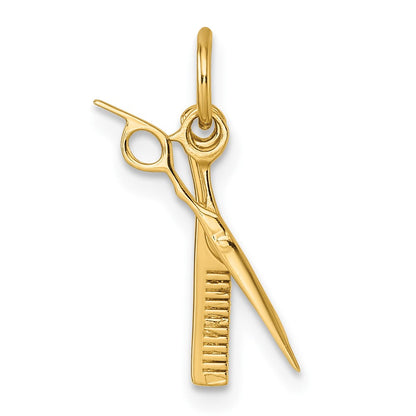 14K Gelbgold Fantasie Comb und Scissors Anhänger