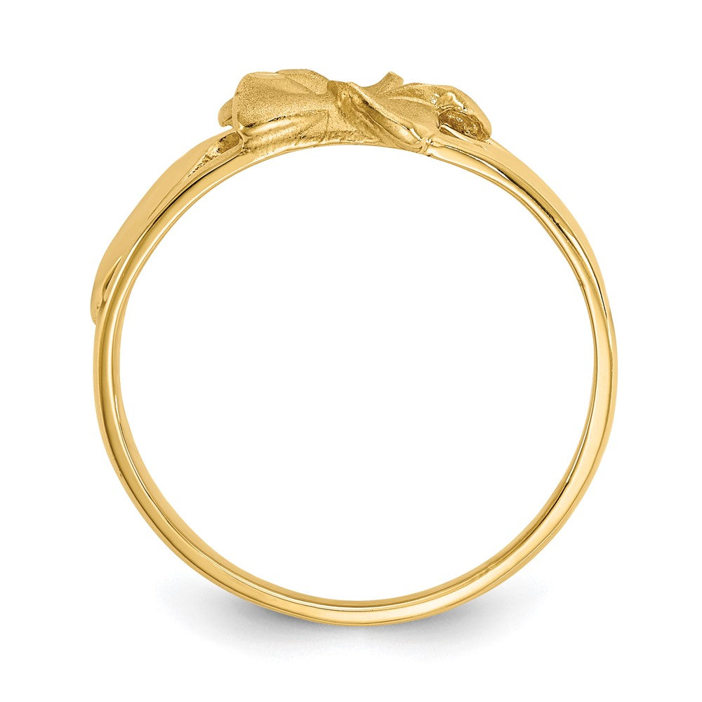 14K Gelbgold Ring mit satinierter und diamantgeschliffener Plumeria