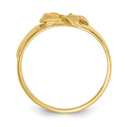14K Gelbgold Ring mit satinierter und diamantgeschliffener Plumeria