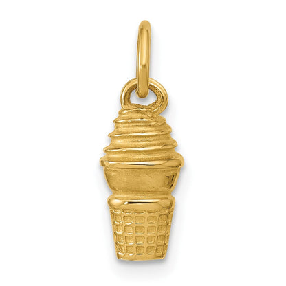 14K Gelbgold Wirbel Eis Cream Cone Charm