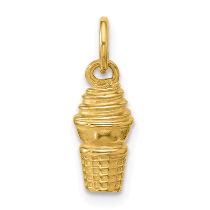 14K Gelbgold Wirbel Eis Cream Cone Charm
