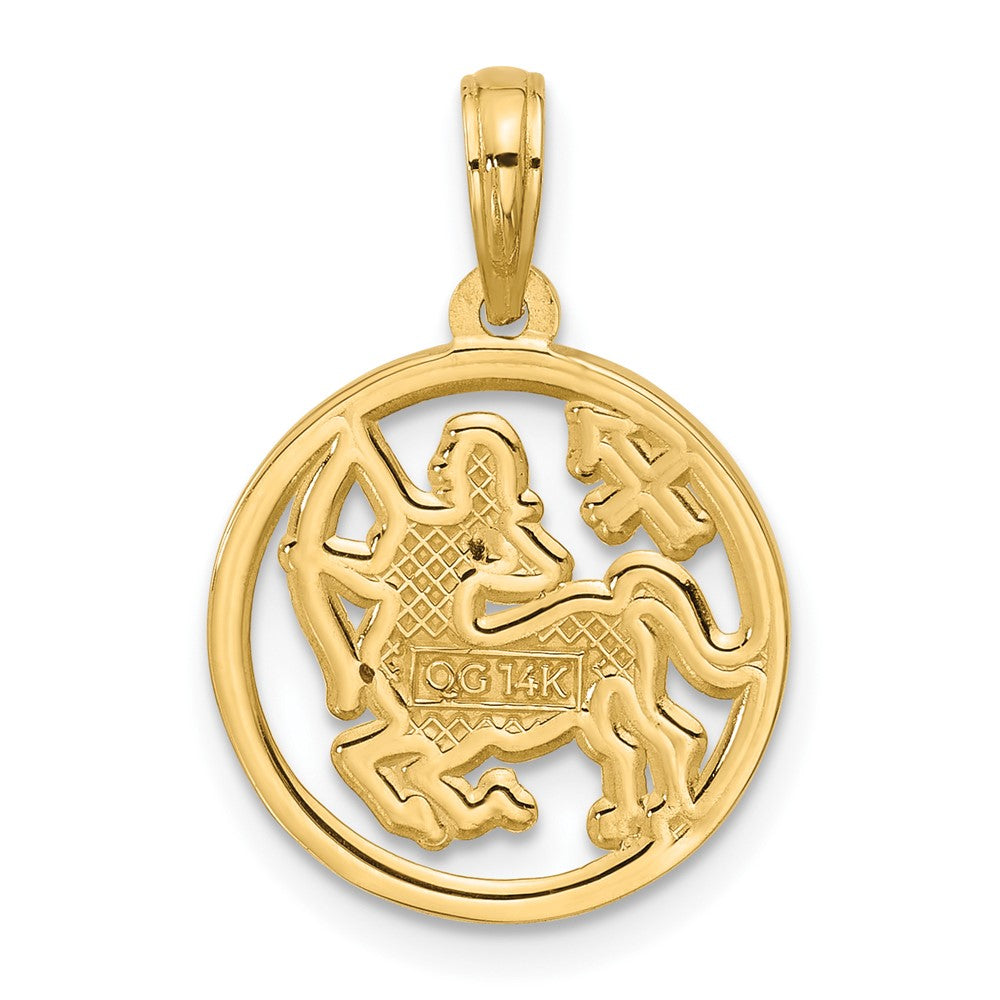 14K Gelbgold Poliert Rund Sagittarius Anhänger