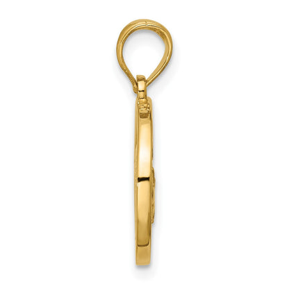 14K Gelbgold Poliert Rund Taurus Anhänger