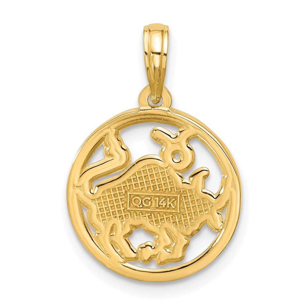 14K Gelbgold Poliert Rund Taurus Anhänger