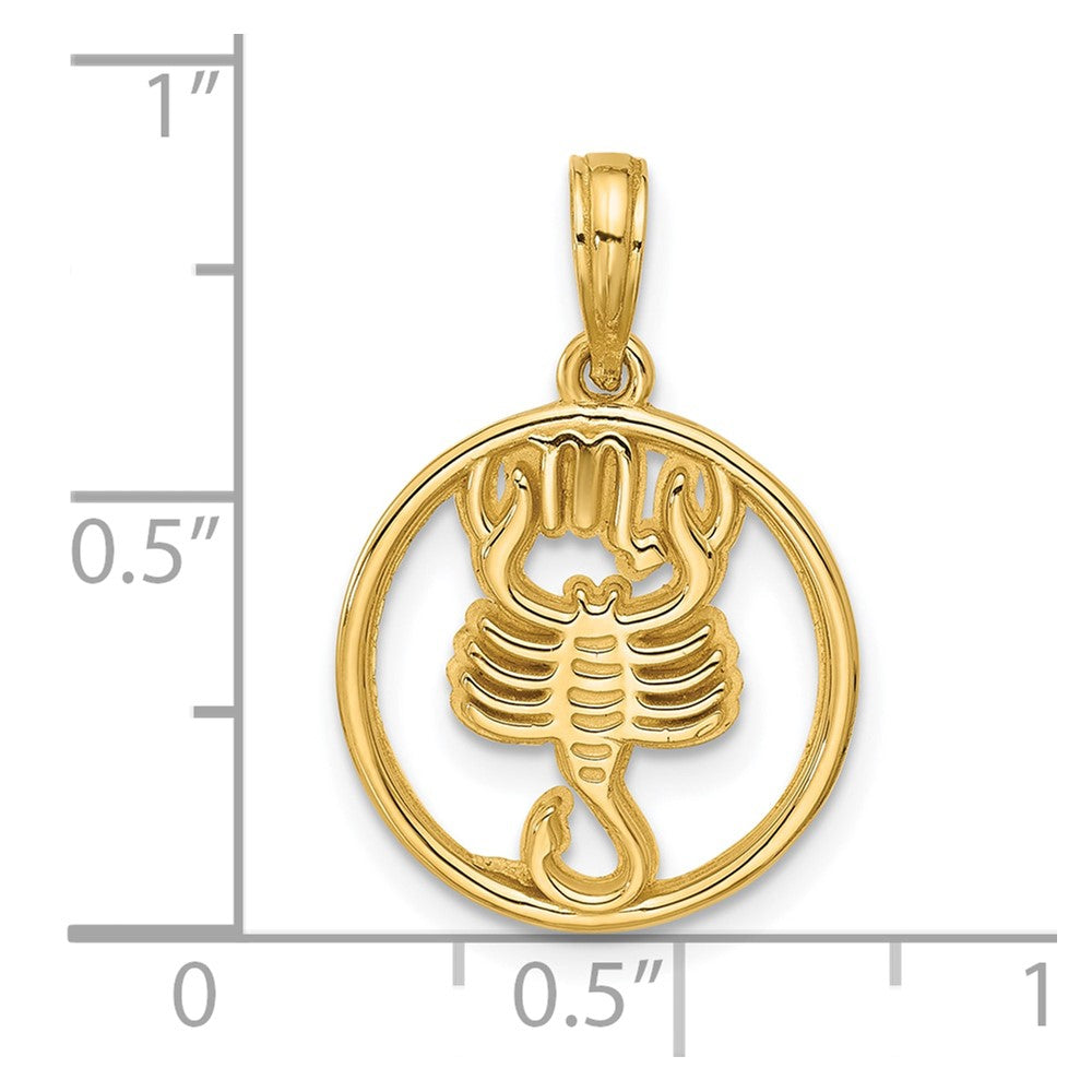 14K Gelbgold Poliert Rund Scorpio Anhänger