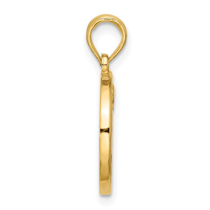 14K Gelbgold Poliert Rund Aries Anhänger
