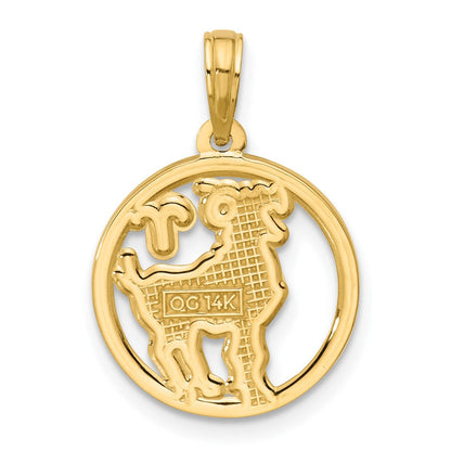 14K Gelbgold Poliert Rund Aries Anhänger