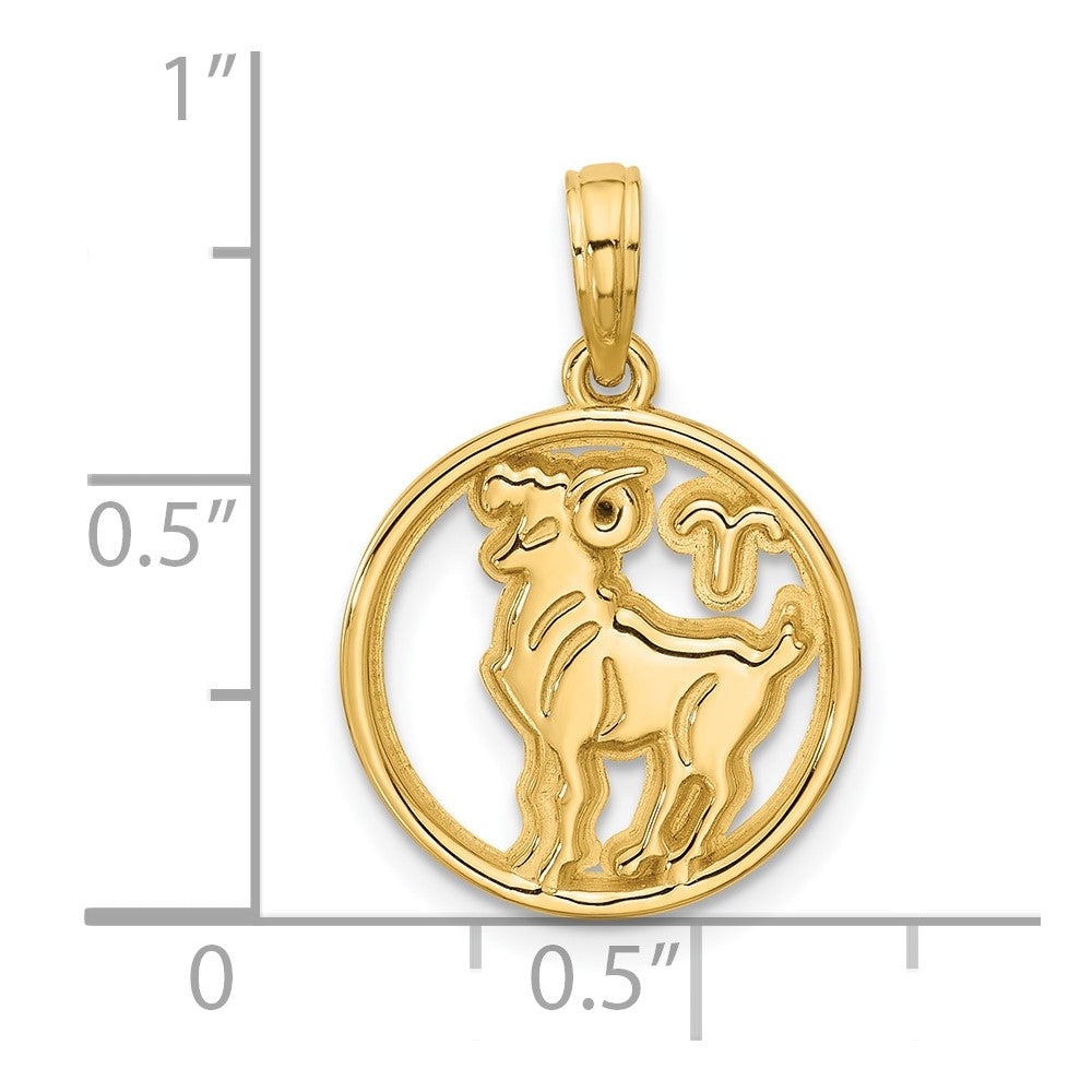 14K Gelbgold Poliert Rund Aries Anhänger