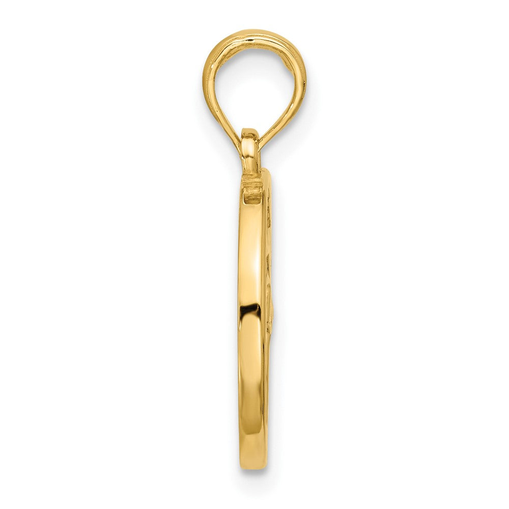 14K Gelbgold Poliert Rund Libra Anhänger