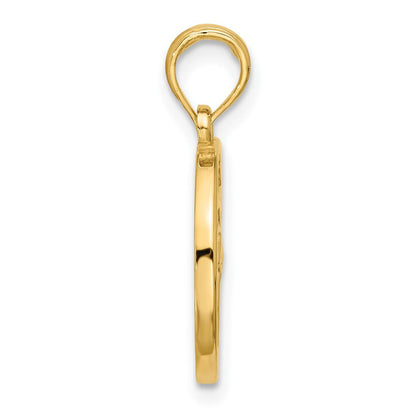 14K Gelbgold Poliert Rund Libra Anhänger