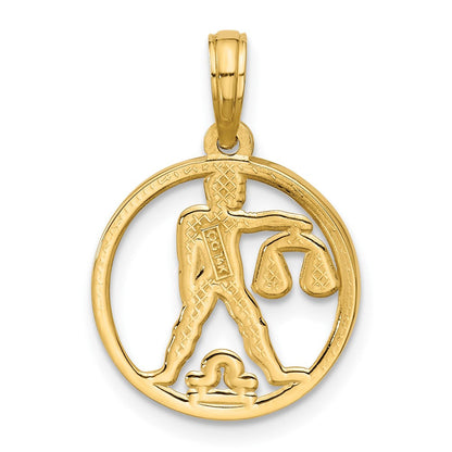 14K Gelbgold Poliert Rund Libra Anhänger