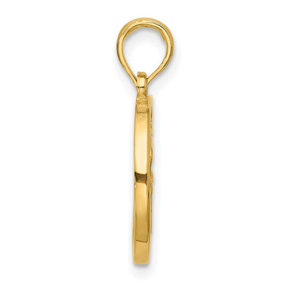 14K Gelbgold Poliert Rund Aquarius Anhänger
