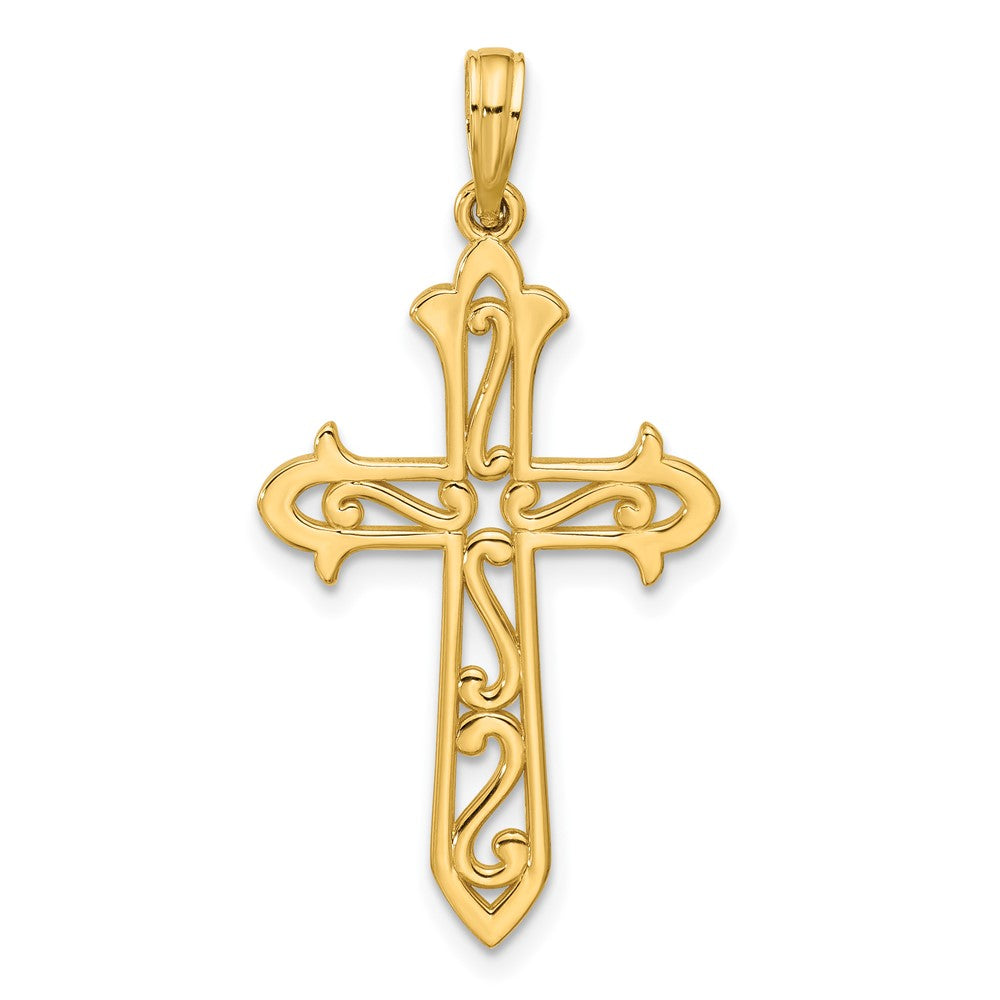 14K Gelbgold Poliert Kreuz Anhänger