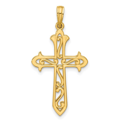 14K Gelbgold Poliert Kreuz Anhänger
