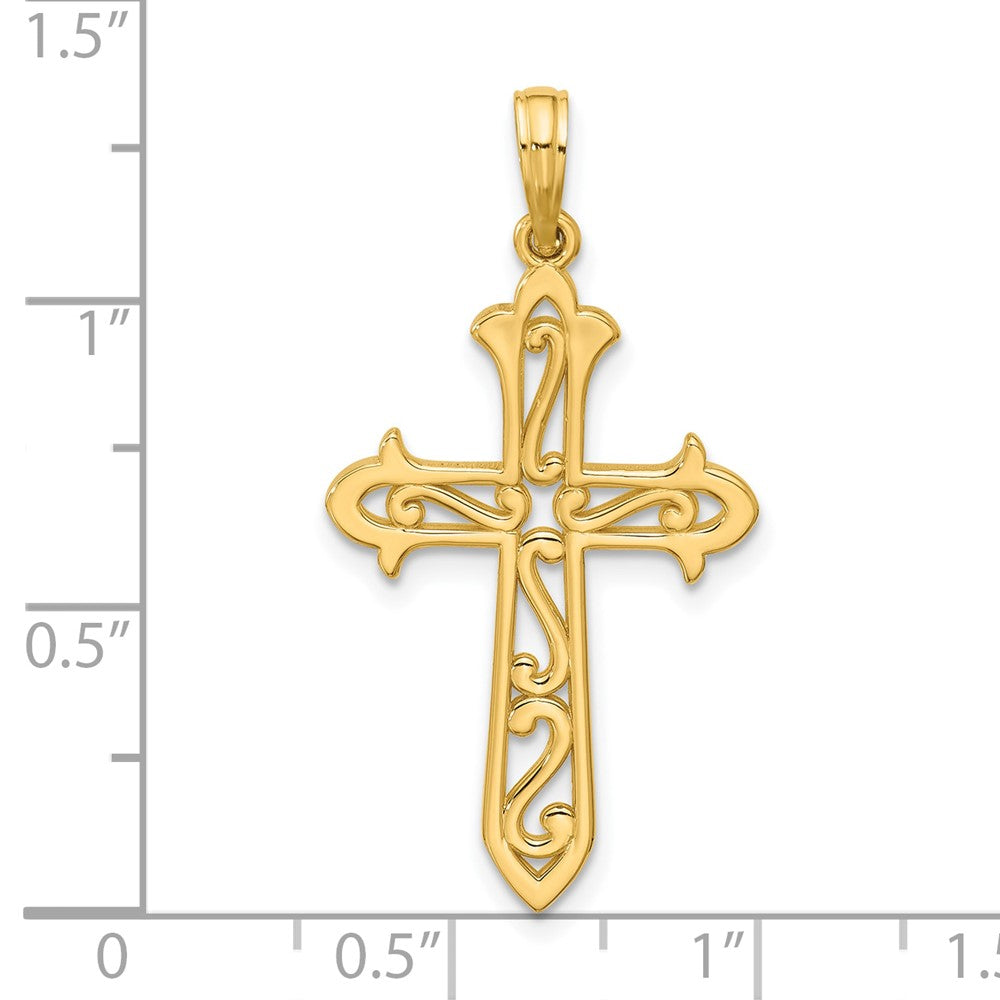 14K Gelbgold Poliert Kreuz Anhänger