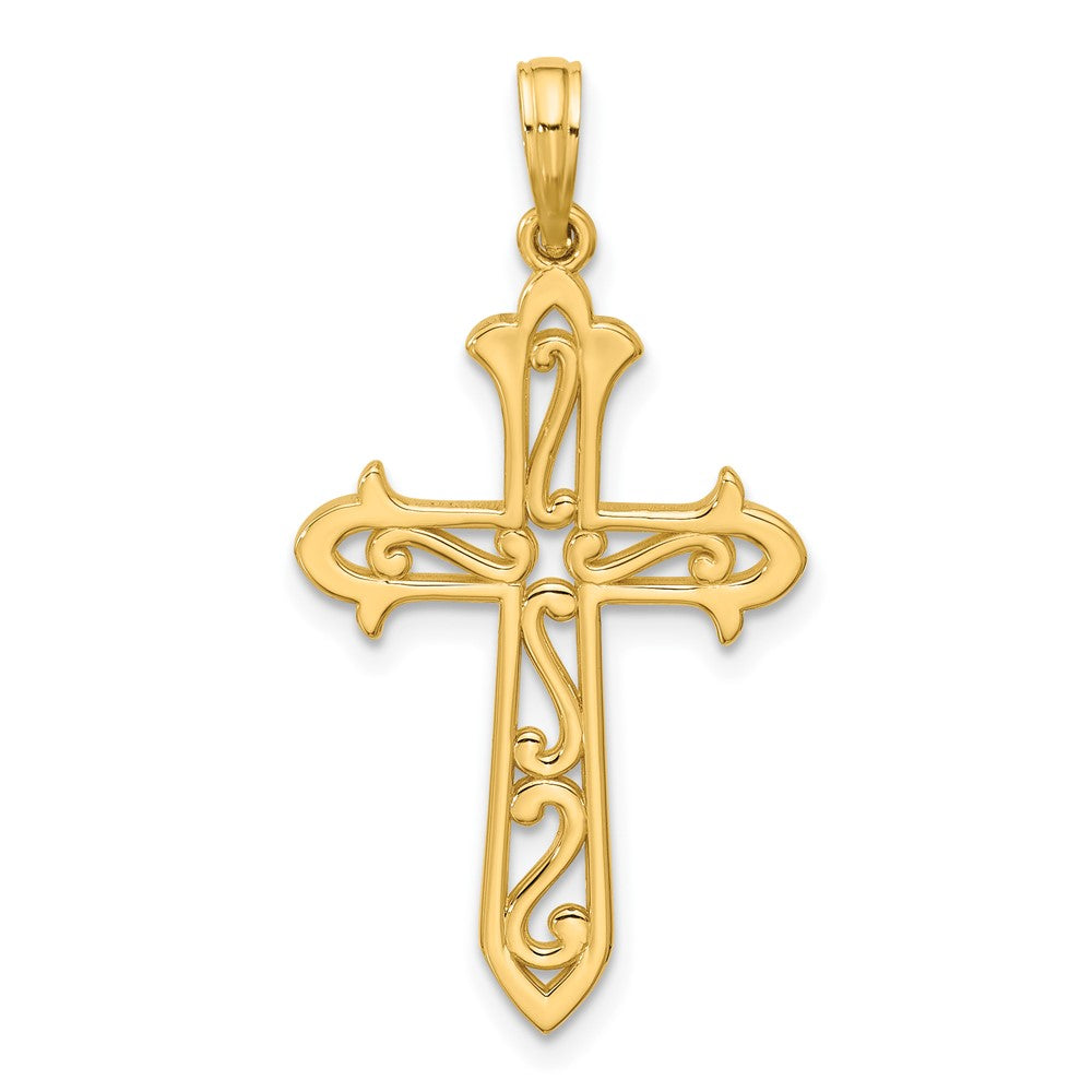 14K Gelbgold Poliert Kreuz Anhänger