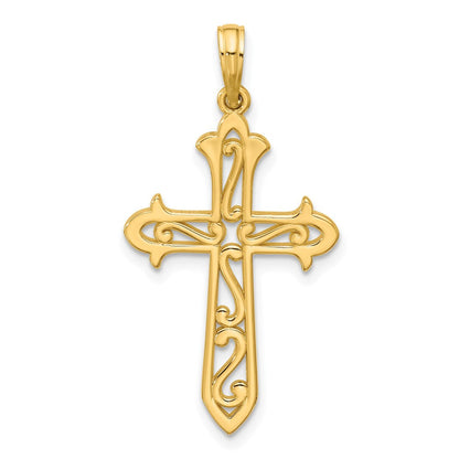 14K Gelbgold Poliert Kreuz Anhänger