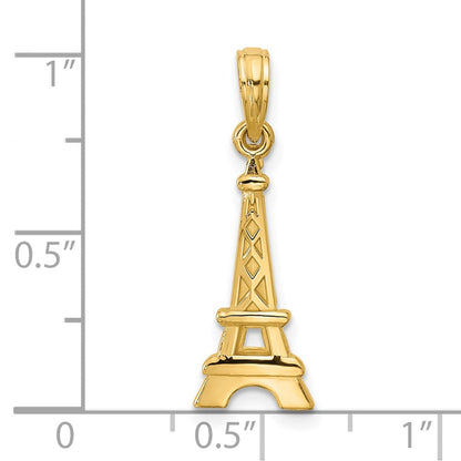 14K Gelbgold Poliert und Satiniert Eiffel Tower mit Separate Herz Anhänger Set