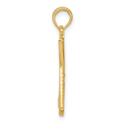 14K Gelbgold Poliert Strukturiert Scissor und Comb Anhänger