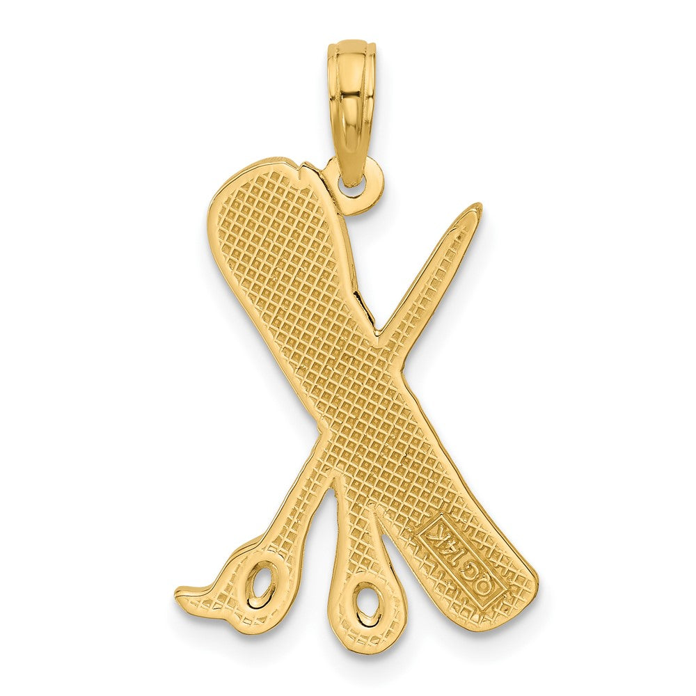 14K Gelbgold Poliert Strukturiert Scissor und Comb Anhänger