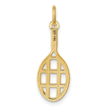 14K Gelbgold Poliert Tennis Racket Anhänger