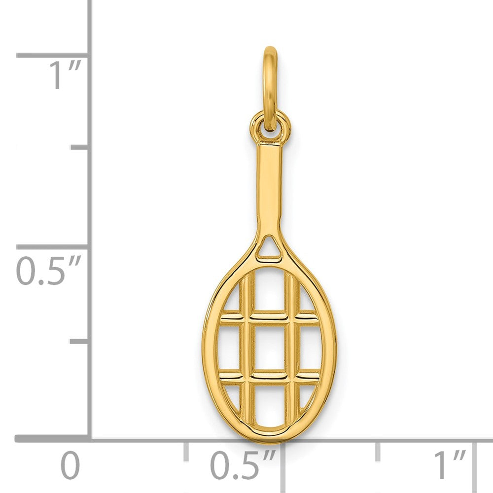 14K Gelbgold Poliert Tennis Racket Anhänger