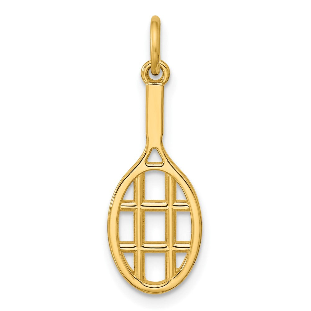 14K Gelbgold Poliert Tennis Racket Anhänger
