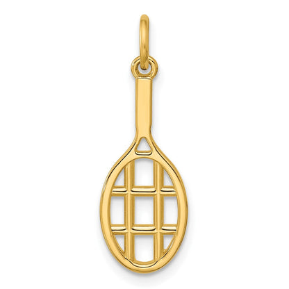 14K Gelbgold Poliert Tennis Racket Anhänger