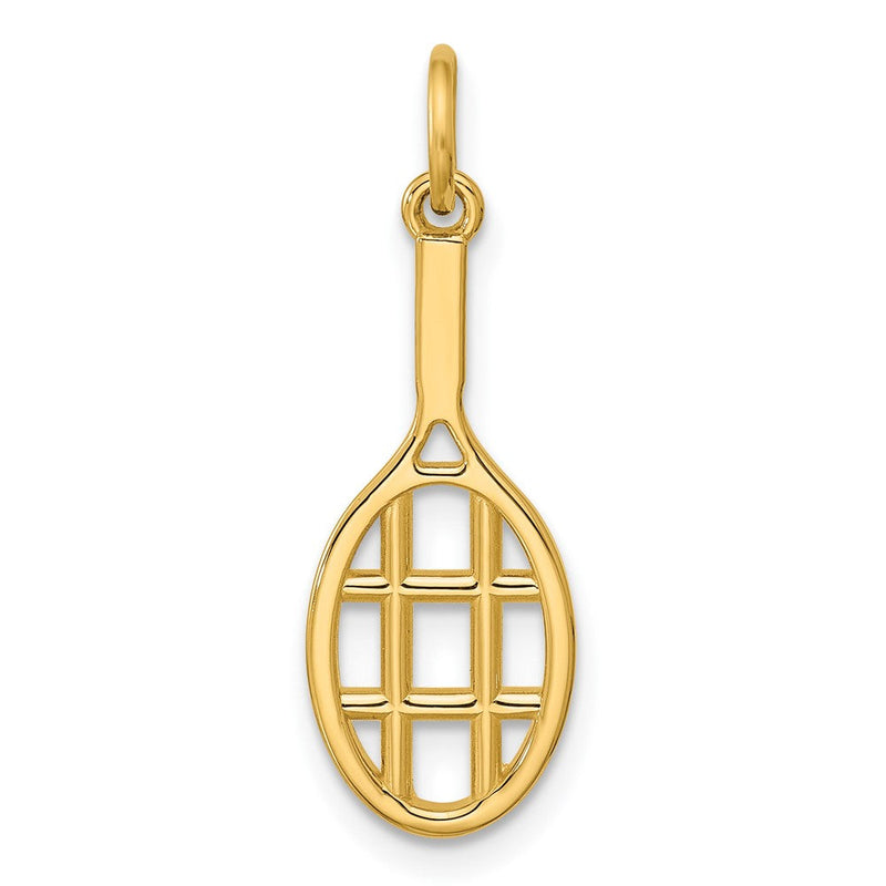 14K Gelbgold Poliert Tennis Racket Anhänger