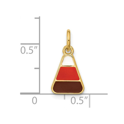 14K Gelbgold Poliert Emailliert Candy Corn Anhänger