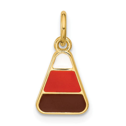 14K Gelbgold Poliert Emailliert Candy Corn Anhänger