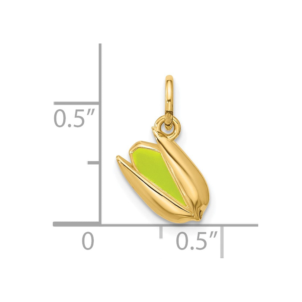 14K Gelbgold Poliert Emailliert Pistachio Anhänger