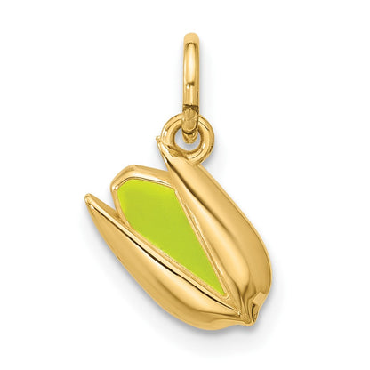 14K Gelbgold Poliert Emailliert Pistachio Anhänger