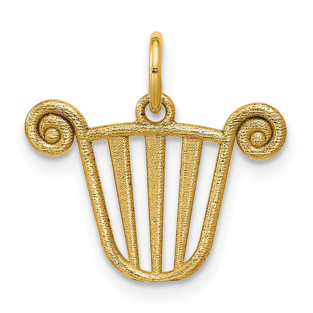 14K Gelbgold Poliert Lyre Anhänger