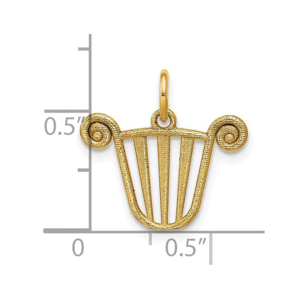 14K Gelbgold Poliert Lyre Anhänger