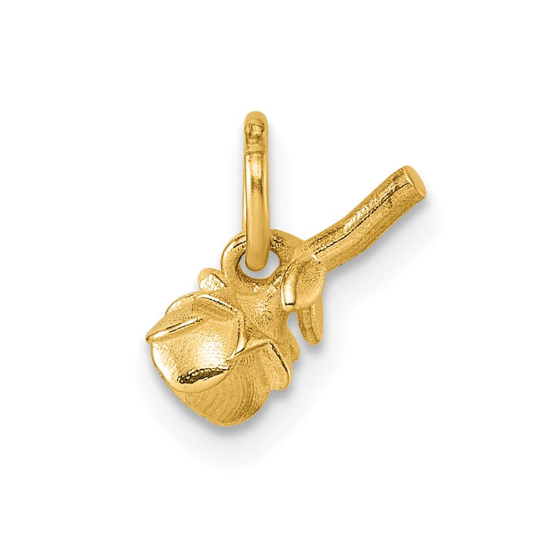 14K Gelbgold Poliert Rose Blume Anhänger