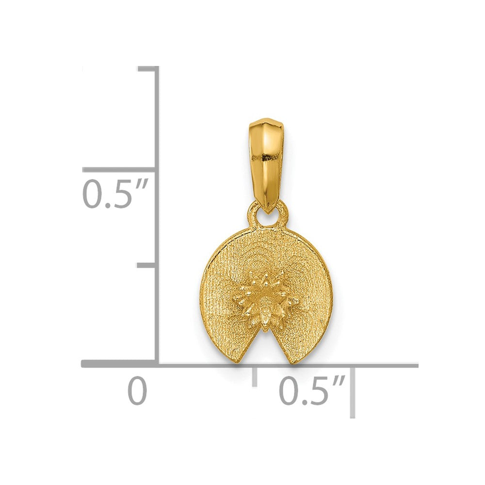 14K Gelbgold Poliert Lilie Pad Anhänger