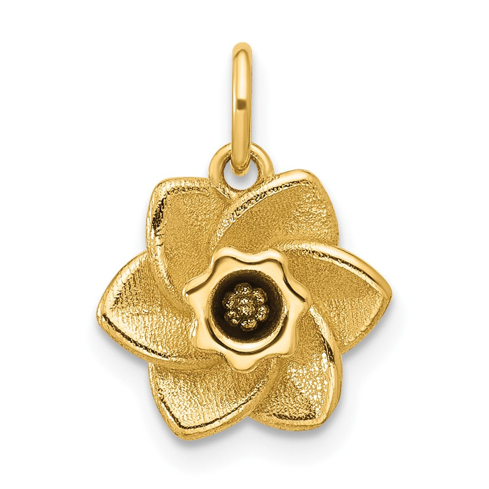 14K Gelbgold Poliert Daffodil Blume Anhänger