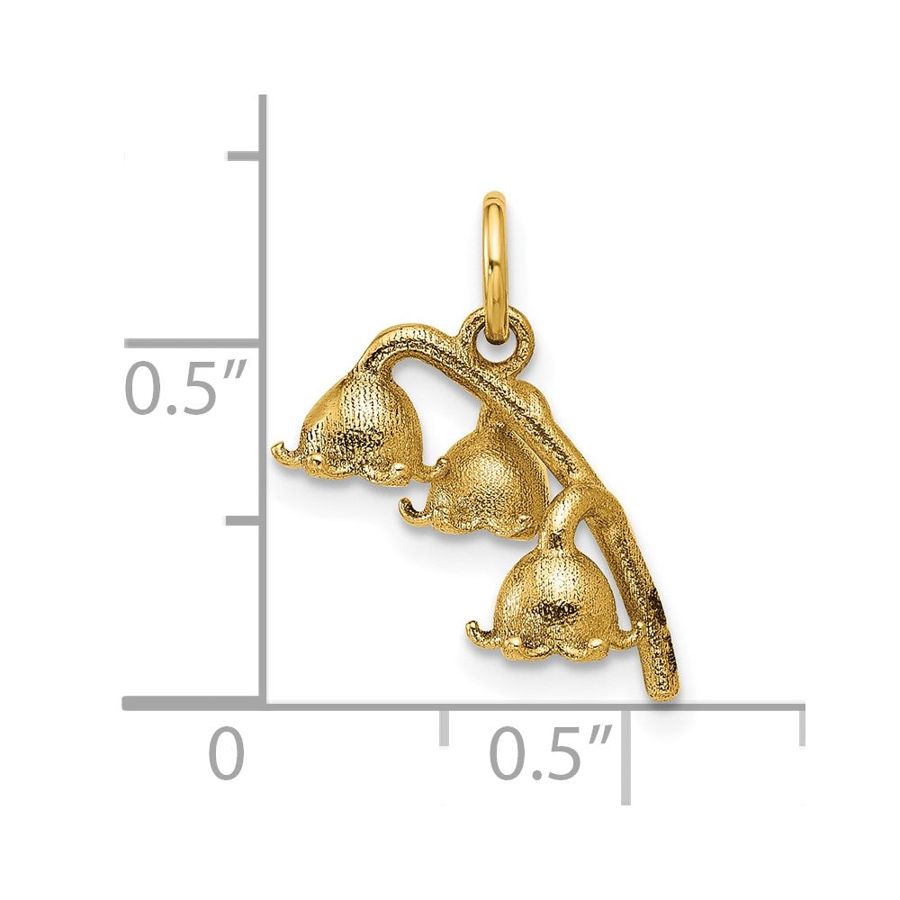 14K Gelbgold Poliert Lilie Of The Valley Anhänger