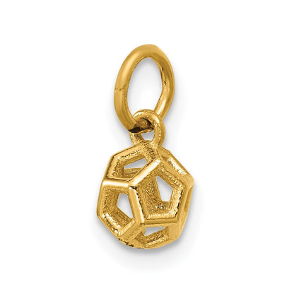 14K Gelbgold Poliert Icosahedron Form Anhänger