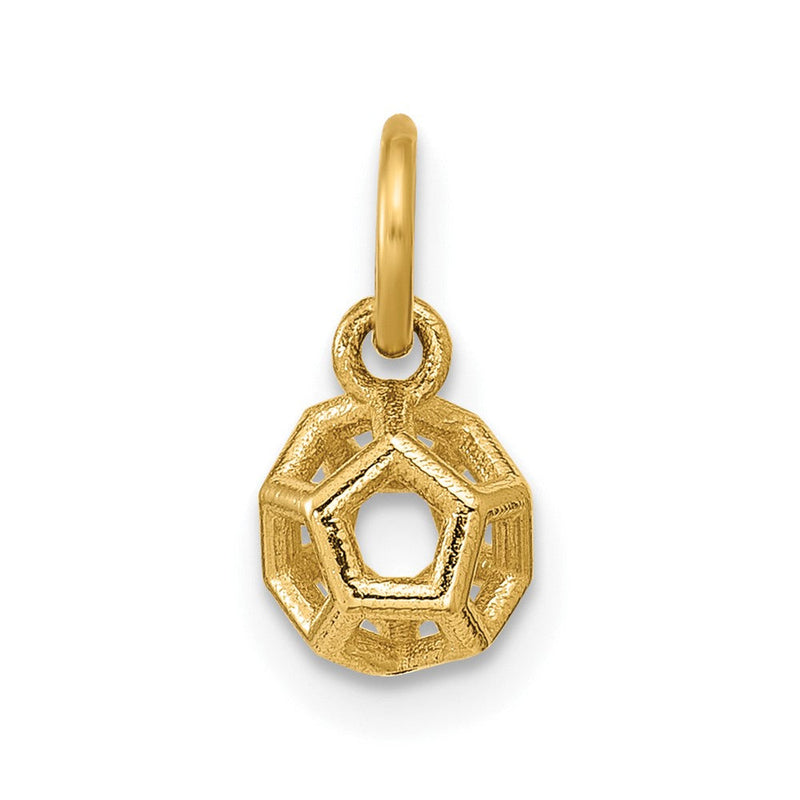 14K Gelbgold Poliert Icosahedron Form Anhänger