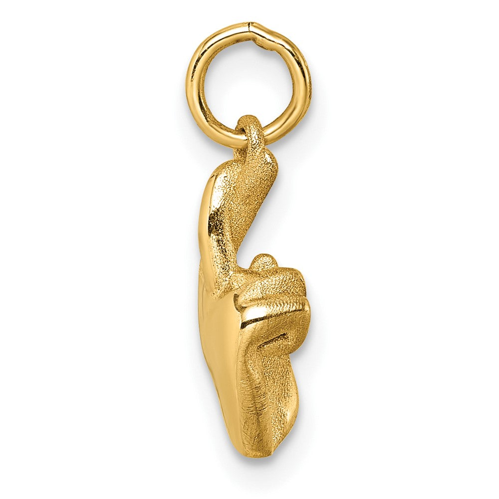 14K Gelbgold Poliert Fingers Crossed Hand Anhänger